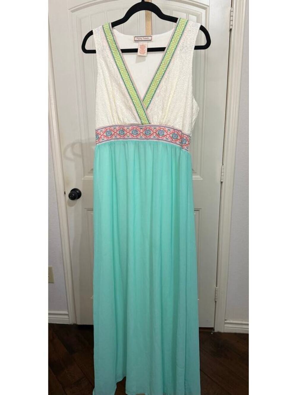 Flying Tomato Chiffon Lace Embroidered Maxi Dress Size Large